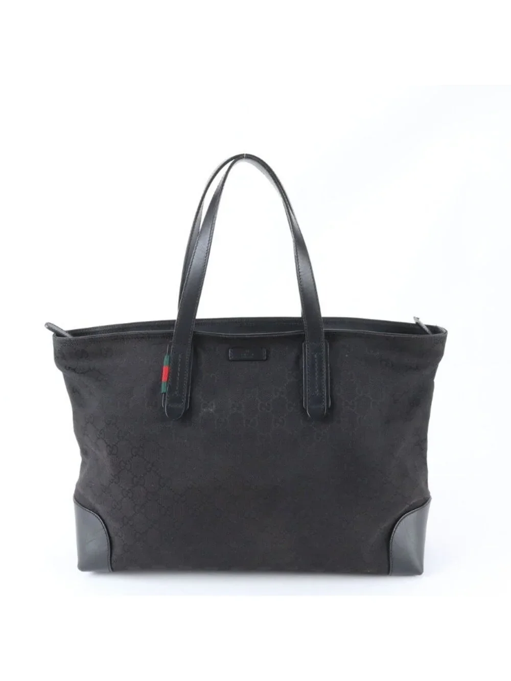 Gucci GG Canvas Leather Tote Shoulder Business Document Black